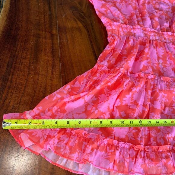 ROBERTSON + RODEO CANDY SHOP POPPY PINK FLORAL SURPLICE RUFFLE DRESS sz M - Picture 14 of 15